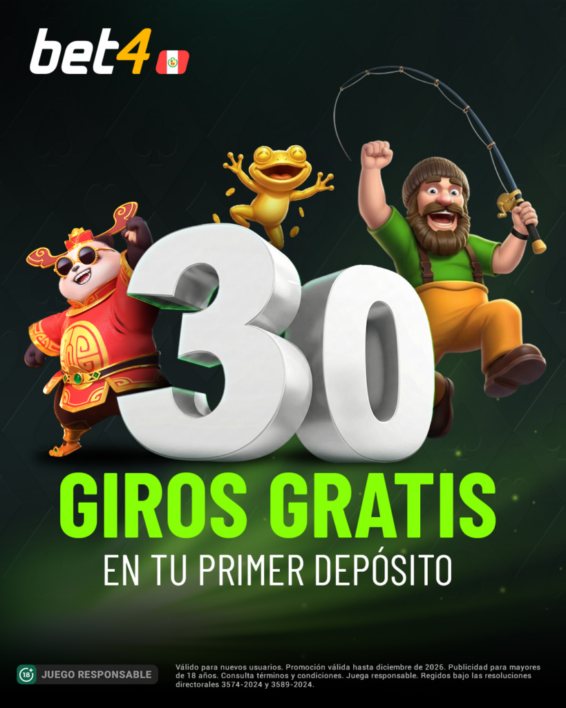 Bet4 Bono de Bienvenida - 30 Giros Gratis
